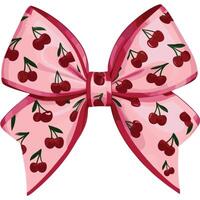 A decorative bow in soft pink, accented with mini cherries pattern vector