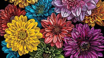 Sunflowers multi color background for background design, illustration style. vector