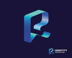 initial letter R creative modern flat isometric style vector
