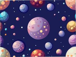Seamless pattern of luminous celestial orbs floating in a cosmic space background vector