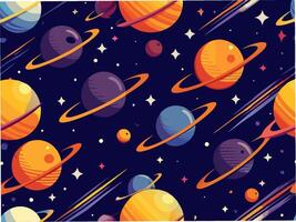 Seamless pattern of planetary alignments with glow in space cosmic art digital design dark environment vector