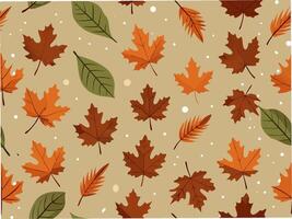 Seamless pattern of scattered oak and maple leaves autumn colors graphic design nature top view seasonal concept vector