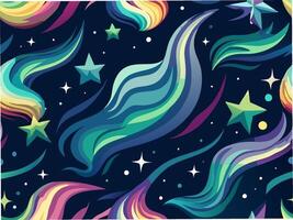 Seamless pattern of ethereal auroras weaving through the night sky graphic design cosmic environment vector