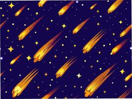 Seamless pattern of comets streaking across the starry sky digital illustration cosmic environment night view vector