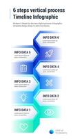 6 steps vertical process Timeline Infographic vector