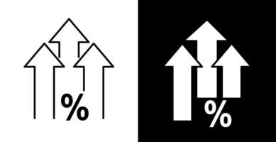Interest rate icon set on white and black background.Symbol of financial performance. vector