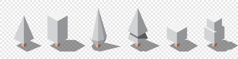 Isometric winter tree set. Tree isometric set elements. Isometric trees elements for landscape design. Park element set vector