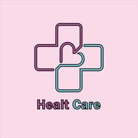 The medical logo is designed as minimal line with heart image inside vector