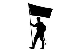 Military Color Guard with a Flag Silhouette vector