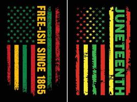 Distressed Pan-African Juneteenth Flag with Free-ish Since 1865. Distressed Pan-African Juneteenth Flag with Bold Vertical Typography vector