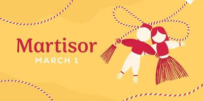 martisor tradition horizontal banner illustration in flat style vector