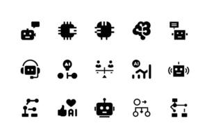 Modern AI technology icons for artificial intelligence themes vector