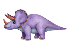 A purple dinosaur with a large horn on its head png