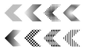Collection of arrow signs in dot and line patterns vector