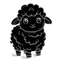 black sheep with big eyes on white background vector