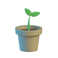 3d illustratie van een spruit fabriek in een pot. geschikt voor presentatie media en grafisch ontwerp png