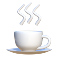 Illustration of 3D icons of a white cup with a steam sign above it. This icon is suitable for media presentations and promotions in the culinary field png