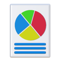 3D icon of a document containing pie chart data. Suitable for business presentations and corporate assets. png