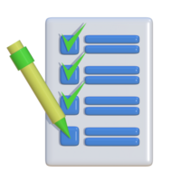 3D icon of a document containing some verified information. Suitable for business presentations and corporate assets png