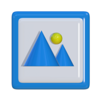 3D icon of a simple mountain and sun image. Suitable for business presentations and corporate assets png