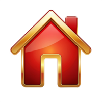 Red And Golden Home icon symbol isolated on transparent background png