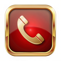 Red and Golden Phone icon button isolated on transparent background png