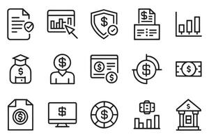 Finances, audit related editable stroke outline icon set flat illustration vector