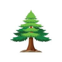 Cedar tree isolated flat illustration on white vector