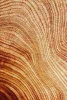 Close-Up of Wooden Tree Rings with Natural Texture, Detailed of tree rings at natural growth patterns and textures of wood. Circular lines and earthy tones, nature organic aesthetic background photo