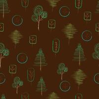 Seamless pattern of children's doodles trees vector