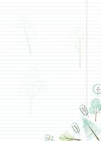 blank striped sheet with hand-drawn trees with colorful children's doodles vector