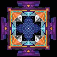 Sri abstractly yantra. Symbol of Hindu tantra formed by interlocking triangles that radiate out from the central point. Sacred geometry vector