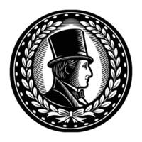 Cameo silhouette of a gentleman in a top hat vector