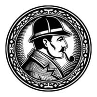 Cameo silhouette of a man with a pipe vector