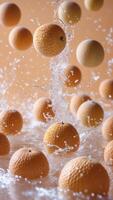 Juicy melons splashing into water, creating a refreshing and vibrant scene. A burst of summer freshness photo