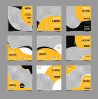 Set of Editable minimal square banner template vector