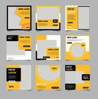 Set Set of Editable minimal square banner template vector