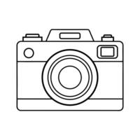 Minimalist Vintage Camera Outline Design with Detailed Lens and Classic Retro Aesthetic vector