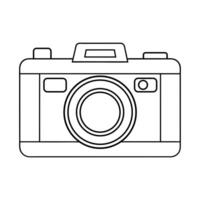 Retro Camera Outline Illustration with Classic Lens and Minimalist Aesthetic vector