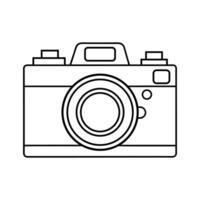 Minimalist Photography Camera Icon with Retro Lens and Clean Line Drawing vector