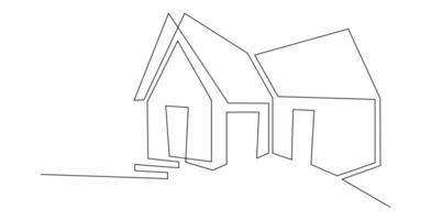Modern House continuous Line Art Drawing vector