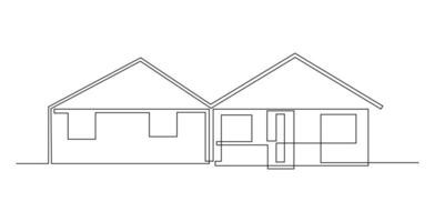 Continuous One-Line Drawing of Duplex House vector