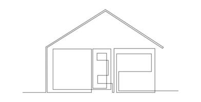 Modern House continuous one line art drawing illustration vector