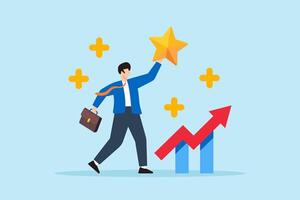 Flat illustration of businessman hold star value with plus sign representing value added growth vector