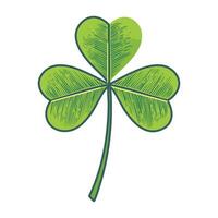 A hand-drawn or etching-style shamrock with textured shading. vector