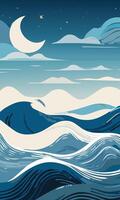 A calming ocean view with gentle rolling waves vector