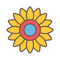 A simple sunflower with a circular center and evenly spaced petals vector