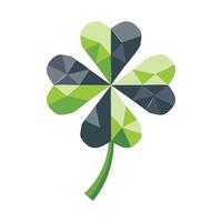 A polygonal or low-poly shamrock with sharp, angular edges. vector