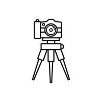 A Camera With a Tripod Photography Equipment Outline Design vector