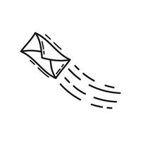 Outline Illustration of Envelope Mail flying Fast vector
